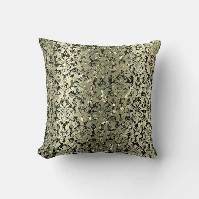 Coussin Damask Royal Sepia Gold Black Mint Green Green (Recto)