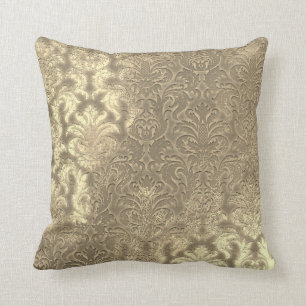 Coussin Damask Sepia Gold Velvet métallique