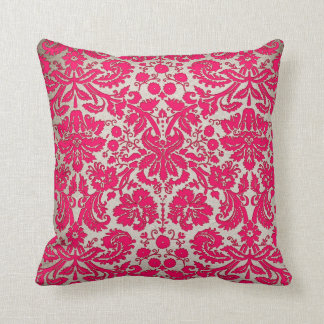 Coussin Damassé au néon de rose et d'or