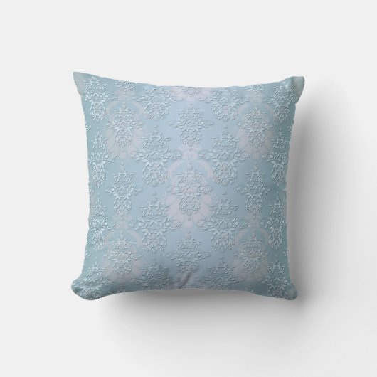 Coussin Damassé Bleu Bébé Pastel (Recto)