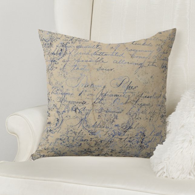 Coussin Damassé Bleu Élégant (Créateur téléchargé)