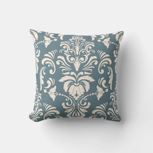 Coussin Damassé bleu et blanc (Recto)