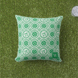 Coussin Damassé de Pickleball Préparé – Motif Dink Vert