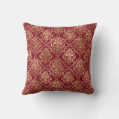 Coussin Damassé doré élégant sur monogramme bordeaux (Verso)