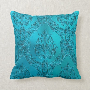 Coussin Damassé élégante de vert bleu de turquoise