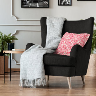 Coussin Damassé floral de rose rouge