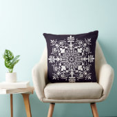 Coussin Damassé floral orné violet foncé (Chaise)