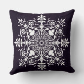 Coussin Damassé floral orné violet foncé (Verso)