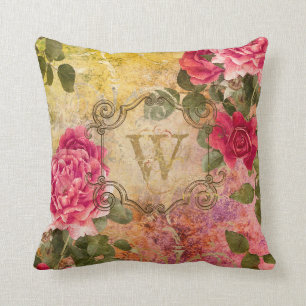 Coussin Damassé florale vintage de rose de roses décorée