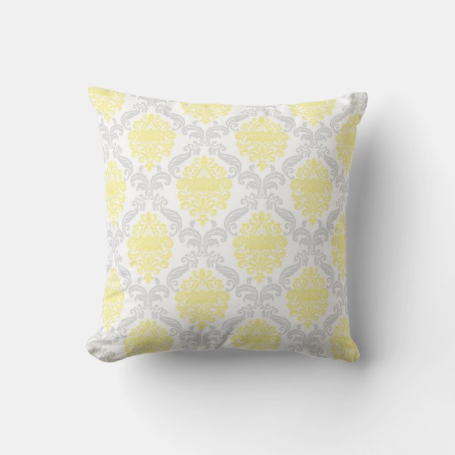 Coussin Damassé gris jaune orné (Recto)