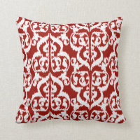 Damassé maure d'Ikat - rouge foncé et blanche