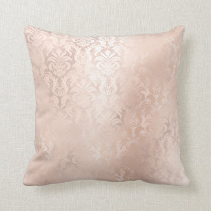 Coussin Damassé métallique Antonietta royal d'or de rose