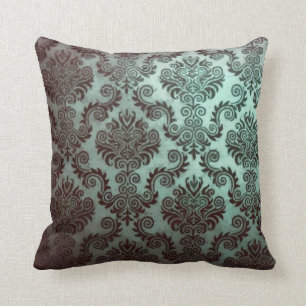 Coussin Damassé turquoise grunge