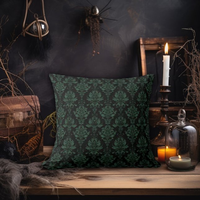 Coussin Damassé vert et noir (Créateur téléchargé)
