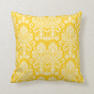 Coussin Damassé victorienne de moutarde