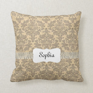 Coussin Damassé vintage personnalisée