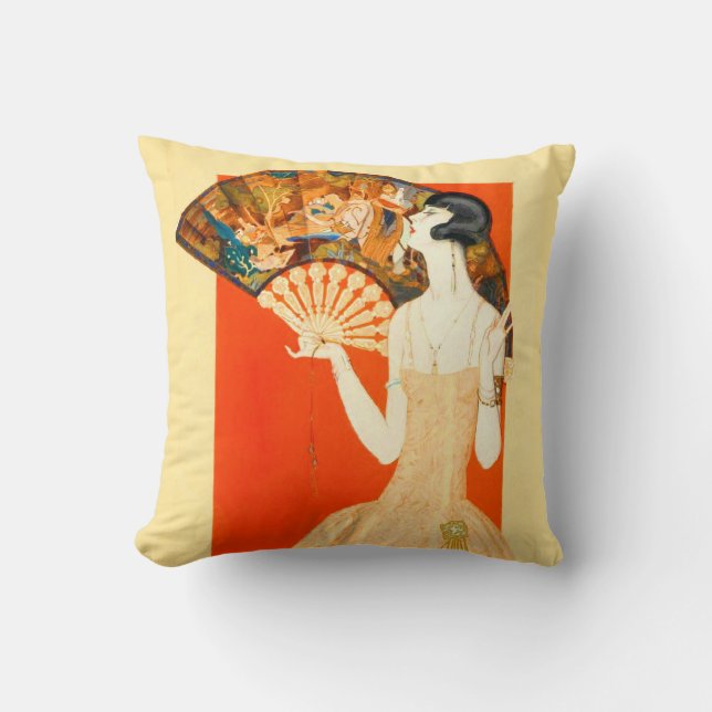 Coussin dame art déco avec ventilateur (Recto)