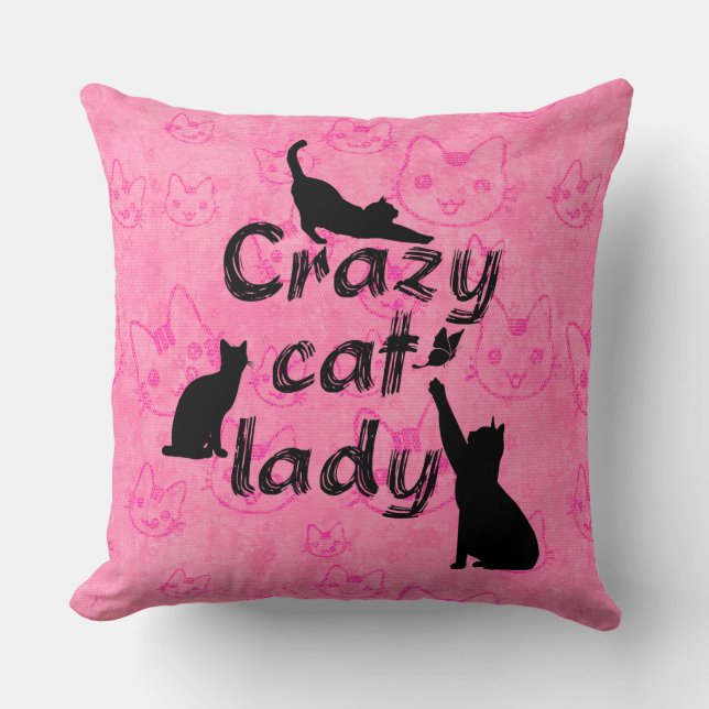 Coussin Dame aux chats folle mignons petits chatons Motif  (Recto)