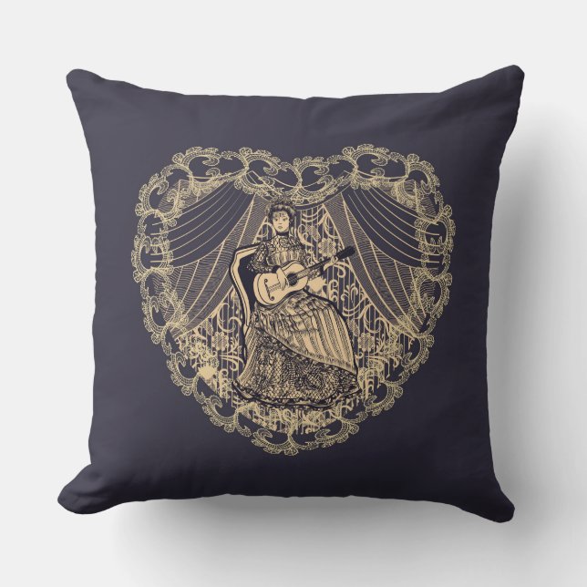 Coussin Dame avec guitare (Recto)