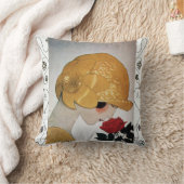 Coussin DAME AVEC ROSE ROUGE / Tourbillons géométriques (Couverture)