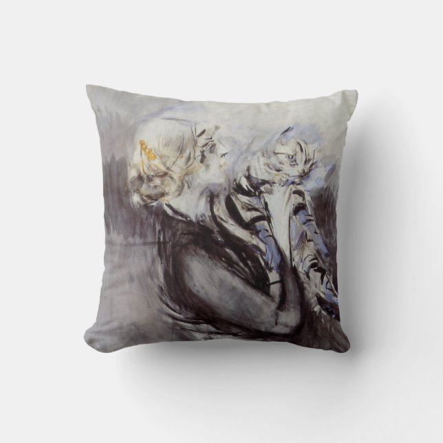 Coussin Dame avec un chat gris (par Giovanni Boldini) (Recto)