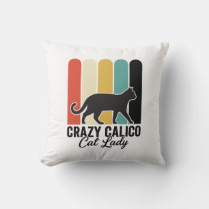 Coussin Dame Chèvre Calico Folle Design de Chat Rétro Vint