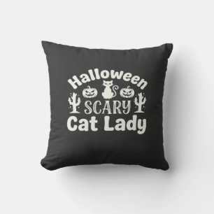 Coussin Dame de chat effrayante Halloween_1