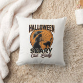 Coussin Dame de chat effrayante Halloween Sorcière Web Vin (Couverture)