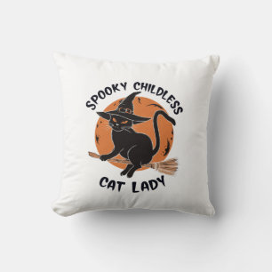 Coussin Dame de chat sans enfants Halloween Sorcière effra