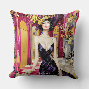 Coussin Dame Fantastique Mignonne Art Déco