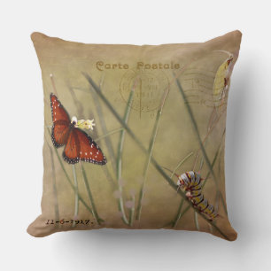 Coussin Dame Peinte en Techniques Mixtes 