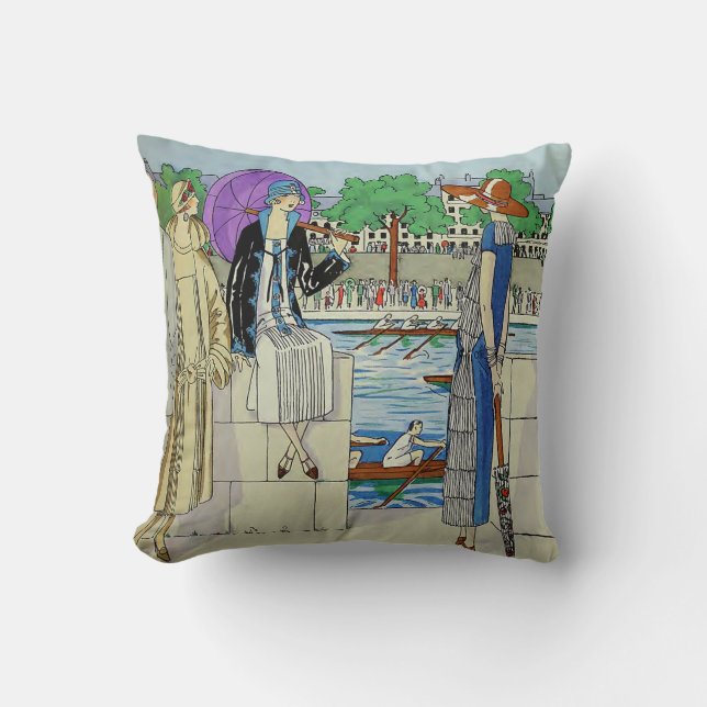 Coussin Dames des années 1920 au régate de course d'équipa (Recto)