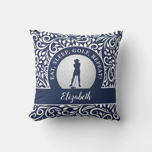 Coussin Dames Golf Silhouette Motif Moderne Bleu (Recto)