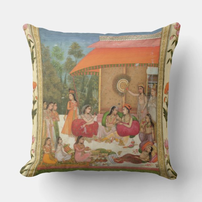 Coussin Dames se régalant, du petit album de Clive (Recto)