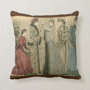 Coussin Dames victoriennes dans la bibliothèque