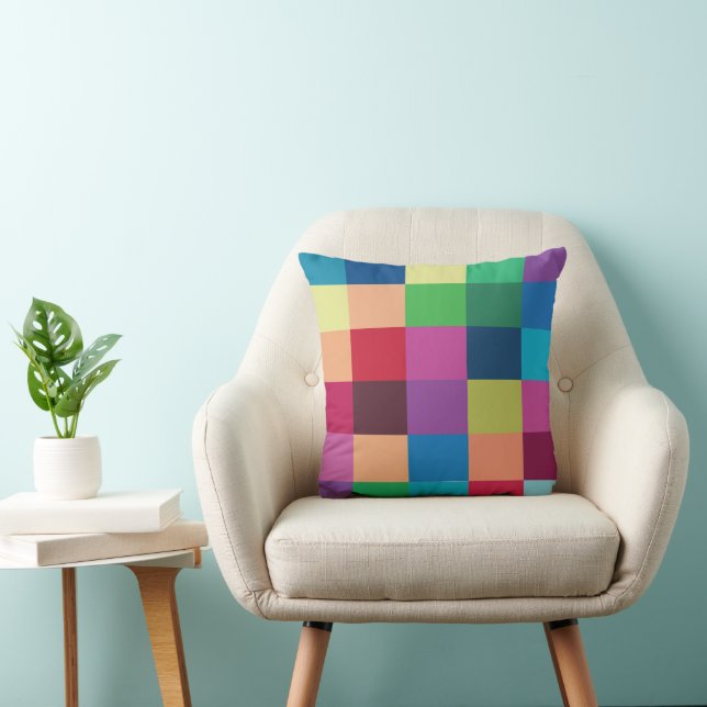 Coussin Damier Coloré  (Chaise)