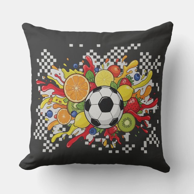 Coussin Damier de football coloré (Recto)