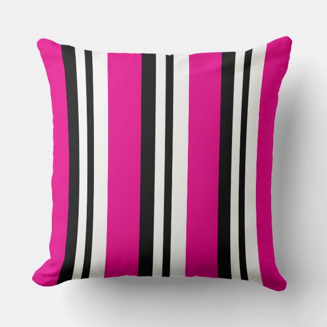 Coussin d'amour réversible à bande rose chaude (Recto)