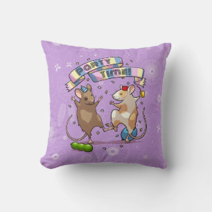 Coussin Dancing Mice Fête Horaire Bannière Confetti & Ball