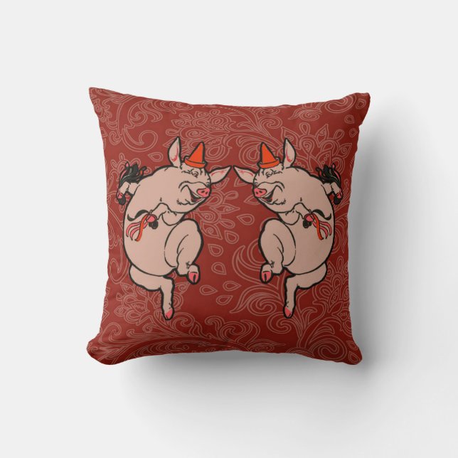Coussin Dancing Pig Antique Cute Danseuse (Recto)