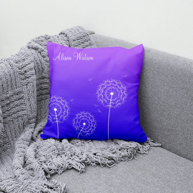 Coussin Dandelion blanc violet minimaliste Nam (Créateur téléchargé)