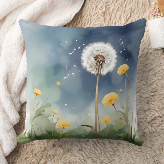 Coussin Dandelion coloré aquarelle Art (Couverture)