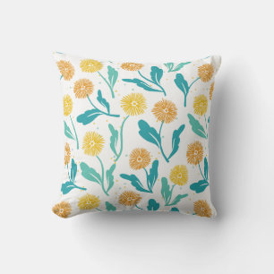 Coussin Dandelion jaune motif floral - Inspiré par la natu