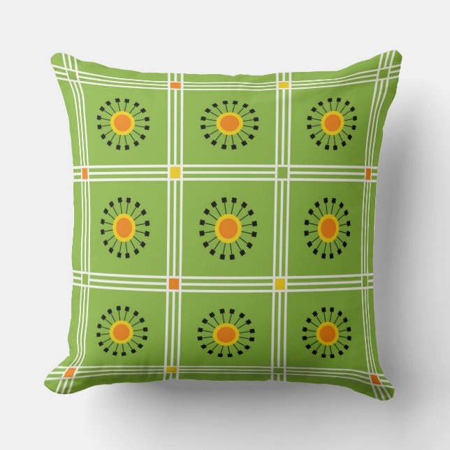 Coussin Dandelion orange vert moderne (Recto)