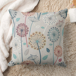 Coussin Dandelion Whimsical - Rouge, Jaune, Blanc & Turquo