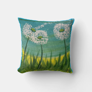 Coussin Dandelions - Peinture originale et poème