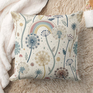 Coussin Dandelions Whimsical Rainbow et Botanical (2)
