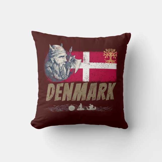 Coussin Danemark pavillon vintage viking et navire souveni (Recto)