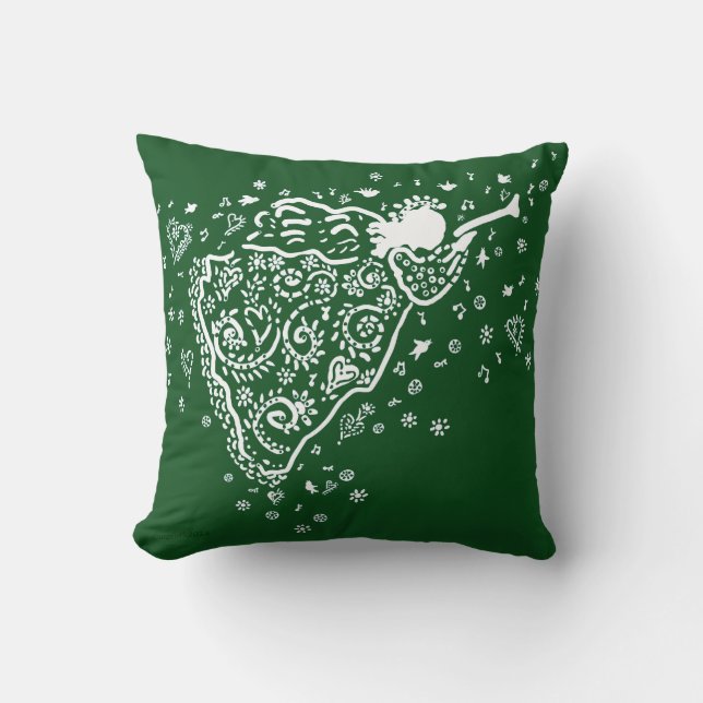 Coussin d'ange de trompette en rouge et le vert (Recto)