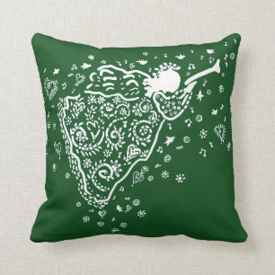 Coussin d'ange de trompette en rouge et le vert